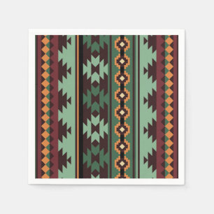 Southwest tribal green brown napkin