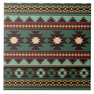 Southwest tribal green brown tile