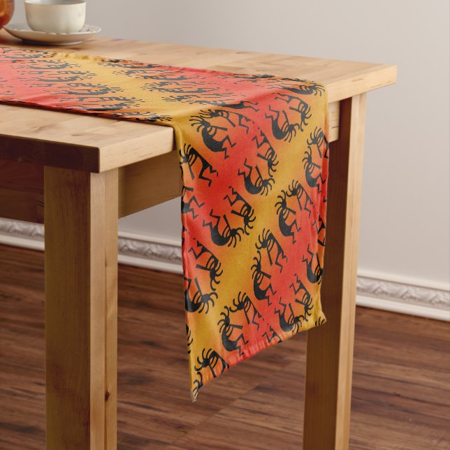 Southwest Tribal Pattern Kokopelli Design Long Table Runner (In Situ)