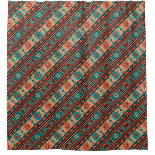 Southwest Tribal Pattern Turquoise Terracotta Shower Curtain