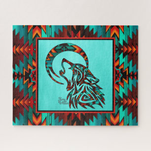Southwest Tribal Wolf Jigsaw Puzzle