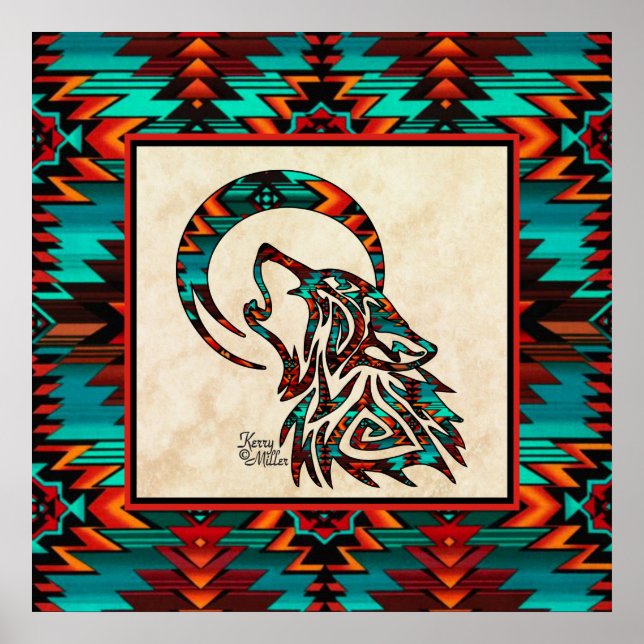 Southwest Tribal Wolf Poster (Front)