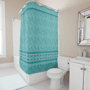 Southwest Turquoise Stone Geometric Pattern Shower Curtain