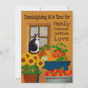 Southwest Tuxedo Cat Personalised Thanksgiving  Card