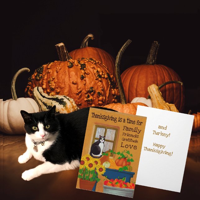 Southwest Tuxedo Cat Thanksgiving  Card (Creator Uploaded)