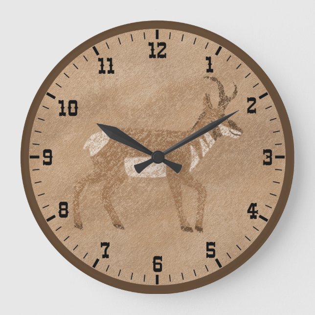 Southwest Walking Pronghorn Antelope Old West Large Clock (Front)