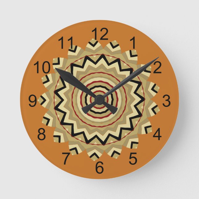 Southwest Western Earth Tone BOHO Mandala Design   Round Clock (Front)
