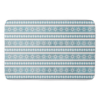 Southwest Winter Blue Geometric Snowflake Pines Lg Bath Mat