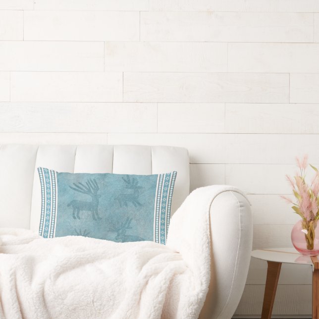 Southwest Winter Deer, Snowflakes, Pine Trees Lumbar Cushion (Couch)