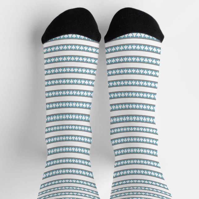Southwest Winter Pine Tree Striped Socks (Top)