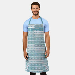 Southwest Winter Snowflake Pine Personalised Blue Apron