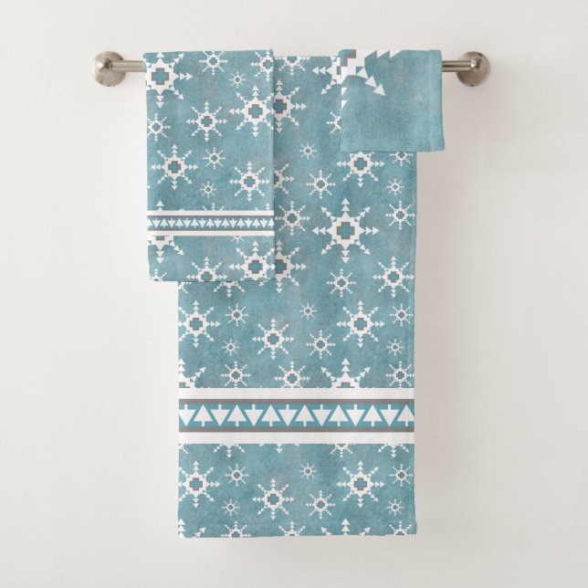 Southwest Winter Snowflakes Bath Towel Set (Insitu)
