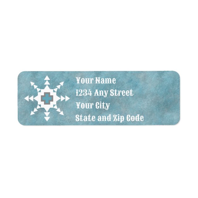 Southwest Winter Snowflakes Blue White Return  Address Label (Front)