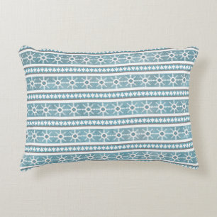 Southwest Winter Snowflakes & Pine Trees Blue Decorative Cushion