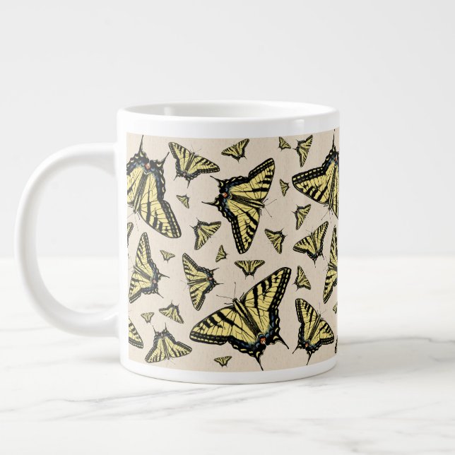 Southwest Yellow Swallowtail Butterflies All Over  Large Coffee Mug (Left)