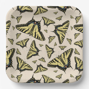 Southwest Yellow Swallowtail Butterflies All Over Paper Plate