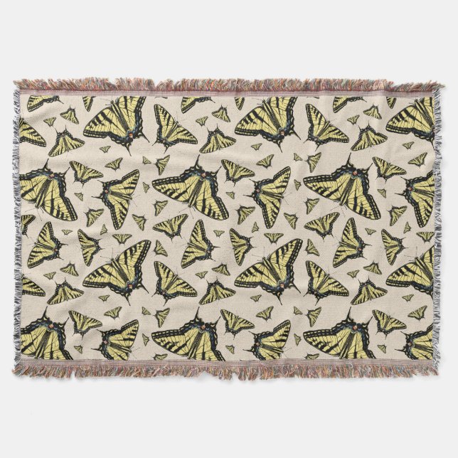 Southwest Yellow Swallowtail Butterflies All Over  Throw Blanket (Front)