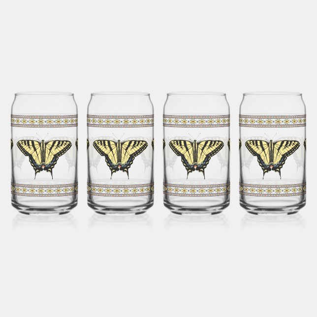 Southwest Yellow Swallowtail Butterflies  Can Glass (Left)