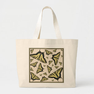 Southwest Yellow Swallowtail Butterflies Pattern Large Tote Bag
