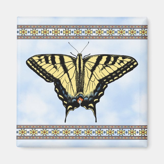 Southwest Yellow Swallowtail Butterfly Blue Sky Magnet (Front)