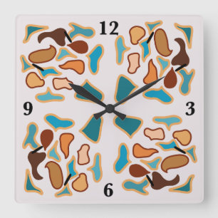 Southwestern Abstract Earth Tone Pattern Art Square Wall Clock