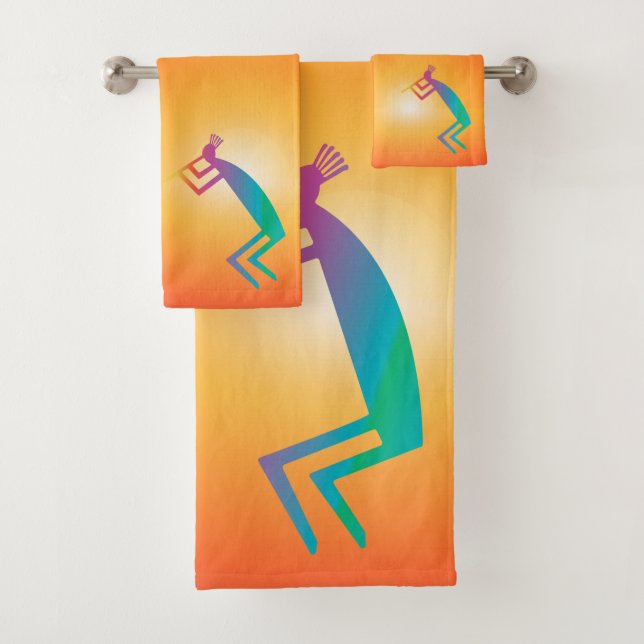 Southwestern Abstract Kokopelli Bath Towel Set (Insitu)