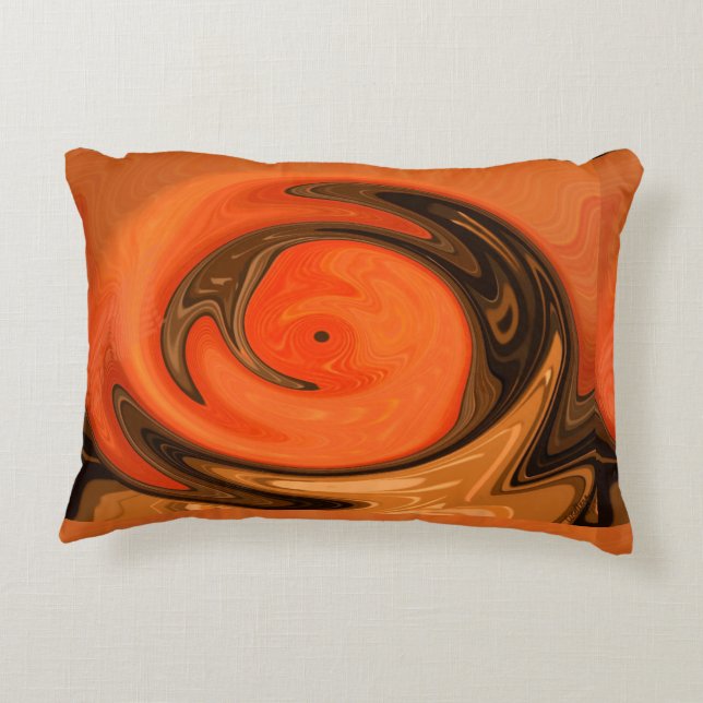Southwestern Abstract Orange Brown Decorative Cushion (Back)