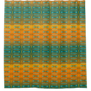 Southwestern, Aqua, Orange Ombre Shower Curtain