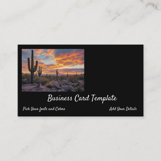 Southwestern Arizona Desert Sunrise Business Card (Front)