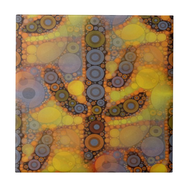 Southwestern Arizona Saguaro Cactus Mosaic Design Tile (Front)