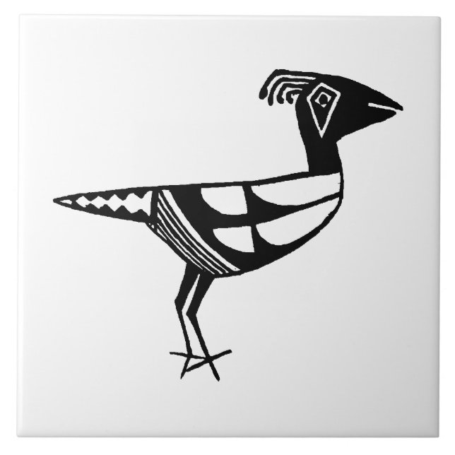 Southwestern Art Ancient Mimbres Pottery Bird Ceramic Tile (Front)