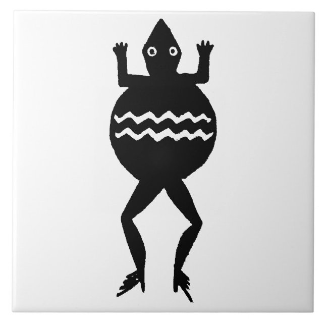 Southwestern Art Ancient Mimbres Pottery Frog Ceramic Tile (Front)