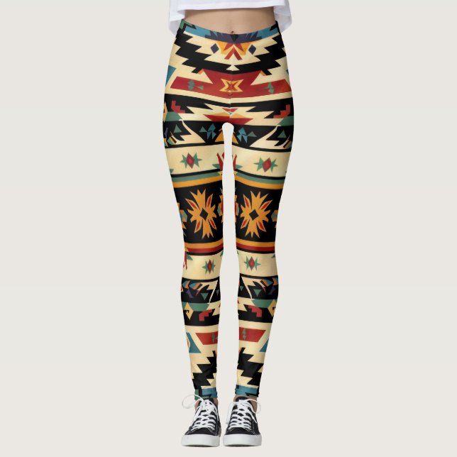 Southwestern Aztec Art Leggings (Front)
