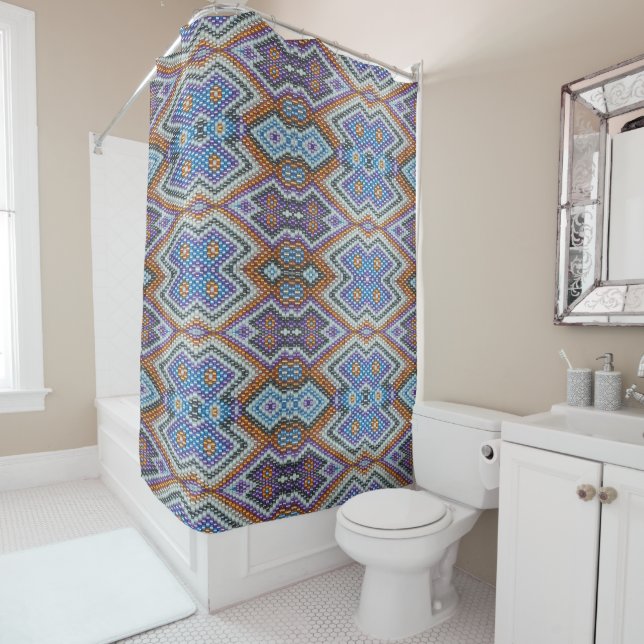 Southwestern Bead Art Shower Curtain (In Situ)
