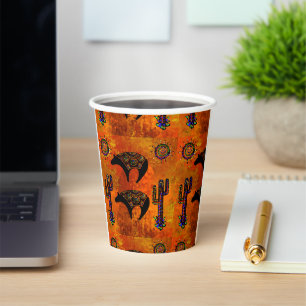 Southwestern Bear Art Paper Cups