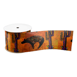 Southwestern Bear Art Satin Ribbon
