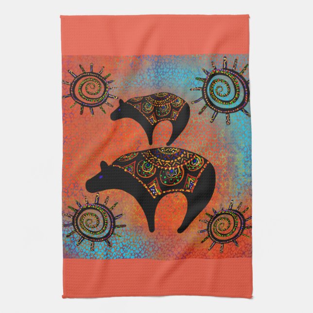 SOUTHWESTERN BEAR  ART      TEA TOWEL (Vertical)