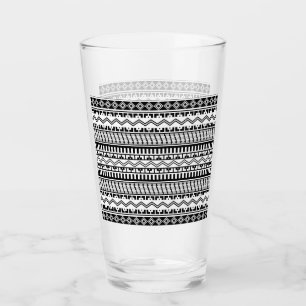 Southwestern Black and White Geometric Patterns Glass