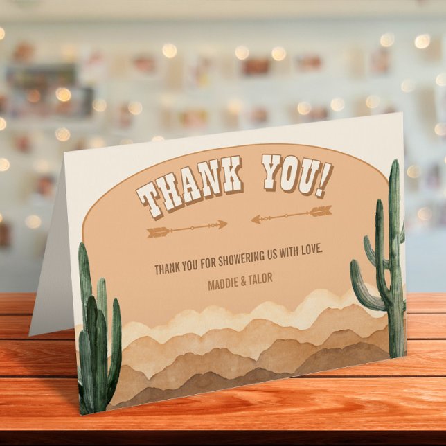 Southwestern Boho Desert Cactus Rustic Ranch Thank You Card (Creator Uploaded)