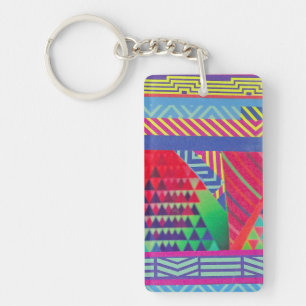 southwestern borders and triangles collage key ring