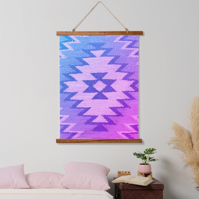 Southwestern Bright Blue, Pink, Purple Hues,  Hanging Tapestry (Bedroom)