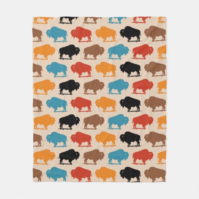 Southwestern Buffalo Pattern Fleece Blanket (Front)