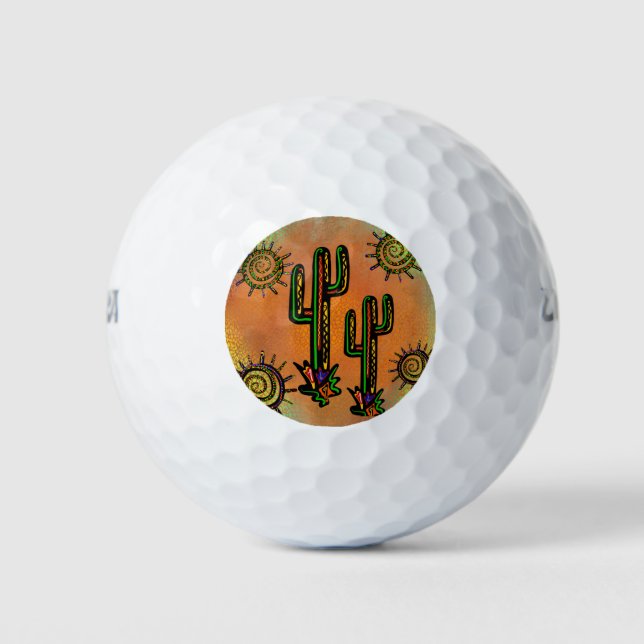 SOUTHWESTERN  CACTUS ART     GOLF BALLS (Front)