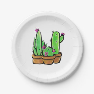 Southwestern Cactus cacti succulents Paper Plate