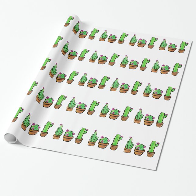 Southwestern Cactus cacti succulents  Wrapping Paper (Unrolled)