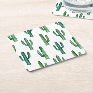 Southwestern Cactus   Desert Fiesta Party Decor Square Paper Coaster