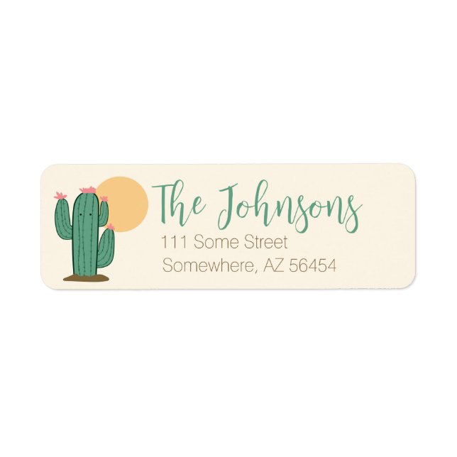 Southwestern Cactus Return Address Labels Cute (Front)
