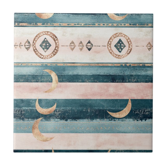 Southwestern Celestial Pattern - Desert Style Ceramic Tile (Front)