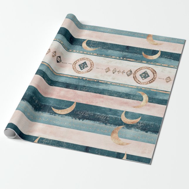 Southwestern Celestial Pattern - Desert Style Wrapping Paper (Unrolled)