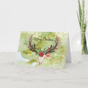 Southwestern Christmas Decorated Animal Skull Holiday Card